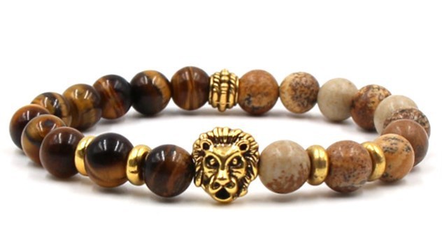 Bracelet Perles Lave Marbre-Œil de Tigre