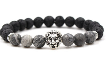 Bracelet Perles Lave Marbre-Œil de Tigre