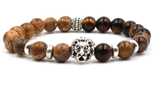 Bracelet Perles Lave Marbre-Œil de Tigre