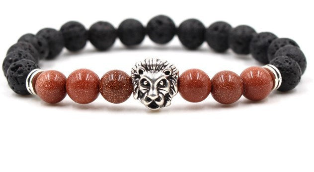 Bracelet Perles Lave Marbre-Œil de Tigre