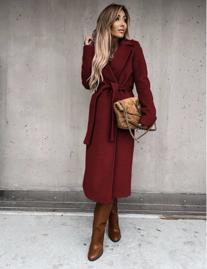 Long Manteau en Laine Lacé